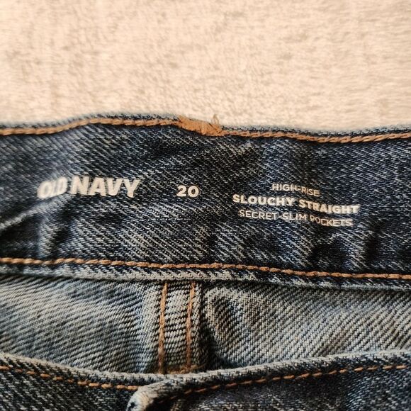 Old Navy High Rise Slouchy Straight Distressed Secret Slim Pockets Jeans Size 20 - Picture 7 of 10